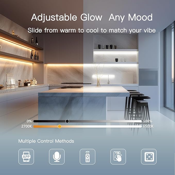 V4light Plug in Under Cabinet Lighting, 6 Pack 12 Inch Ultra-Slim LED Light Bars