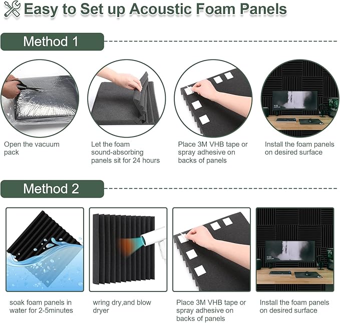 50 Pack Acoustic Foam Panels, Soundproof Wedges Panels