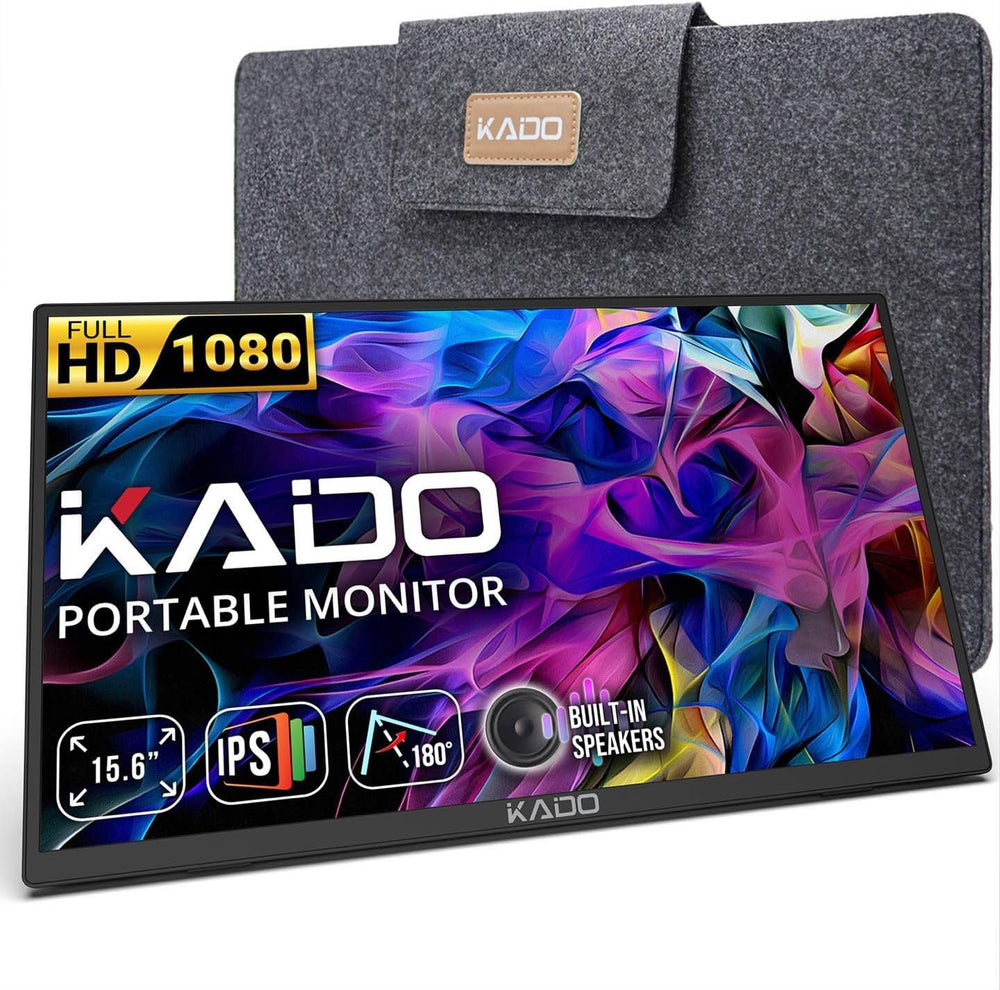 Kado Portable Monitor 15.6-Inch FHD 1080p, 45W Reverse Charging USB-C mini-HDMI