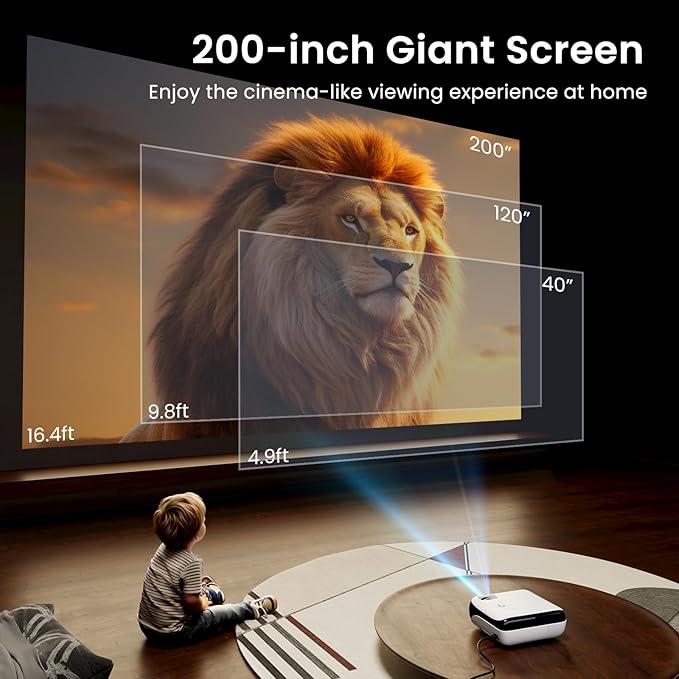 HAPPRUN Native 1080P Bluetooth Mini Projector, Full HD Portable Outdoor Movie