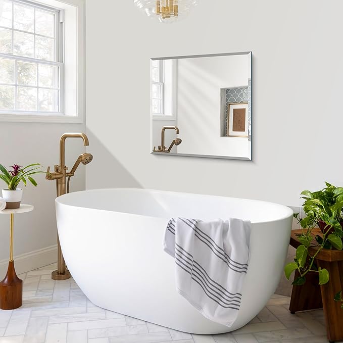 CILIBER Beveled Mirror, 24x24 inch Square Bathroom Mirrors