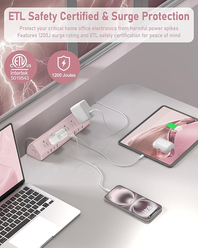 Jgstkcity Desk Clamp Power Strip, 45W Fast Charging Station, 4 USB-C, 4 USB-A