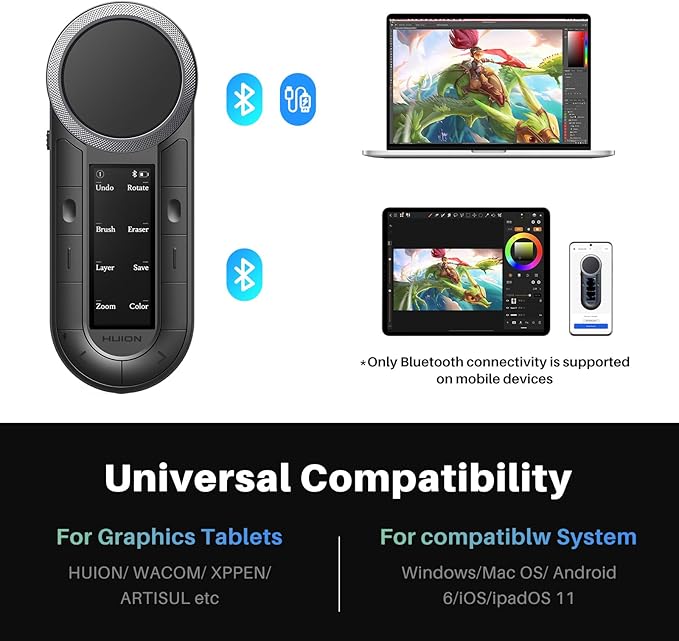 HUION Keydial Remote Bluetooth Programmable Keypad