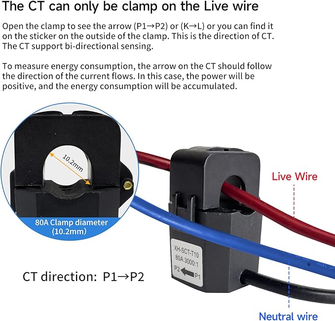 Smart WIFi Energy Monitor with 3 * 80A Clamp, Home Power Monitor Track
