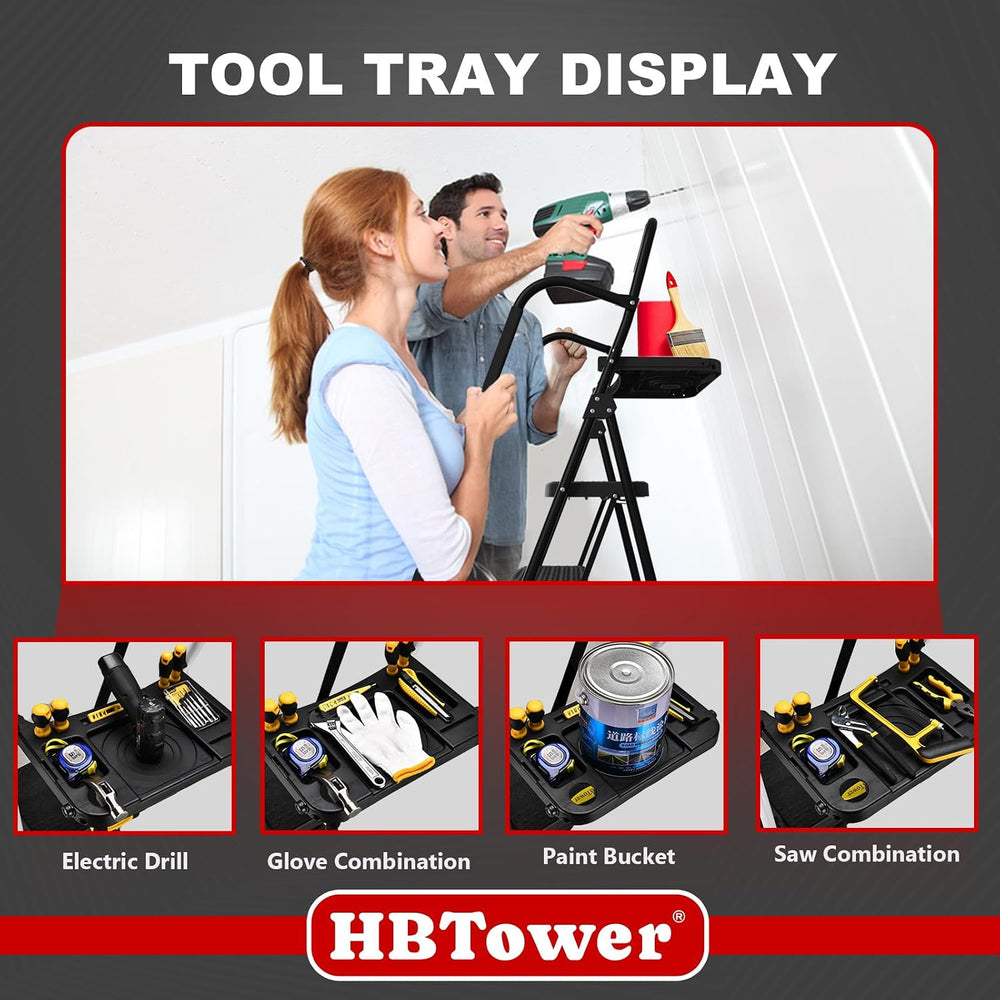 HBTower Step Ladder, Folding Step Stool with Wide Anti-Slip Pedal