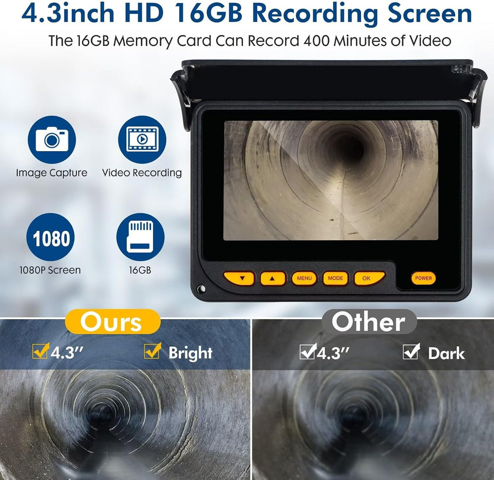 Sewer Camera 100FT,4.3" HD Screen,SYANSPAN 23mm Endoscope Camera with Li...