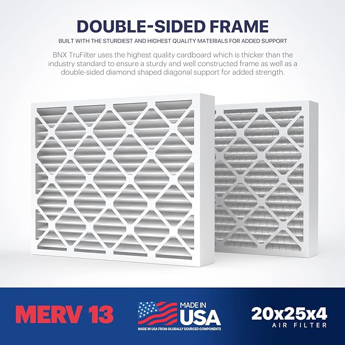 BNX TruFilter 16x25x4 MERV 13 Air Filter (2-Pack)
