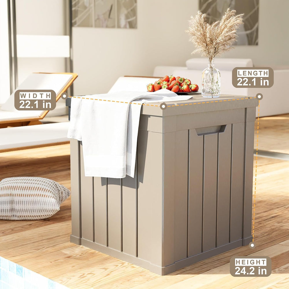 Outdoor Deck Box Waterproof Resin Storage Box with Lockable Indoor Outdoor St...