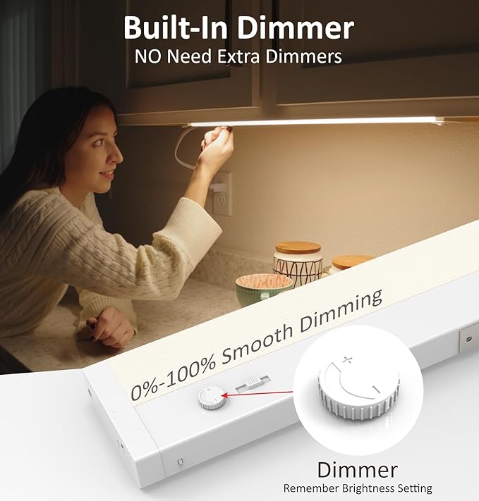 Leetdud Under Cabinet Lighting Plug in or Hardwired Built-in Dimmer, 40 Inch 20W