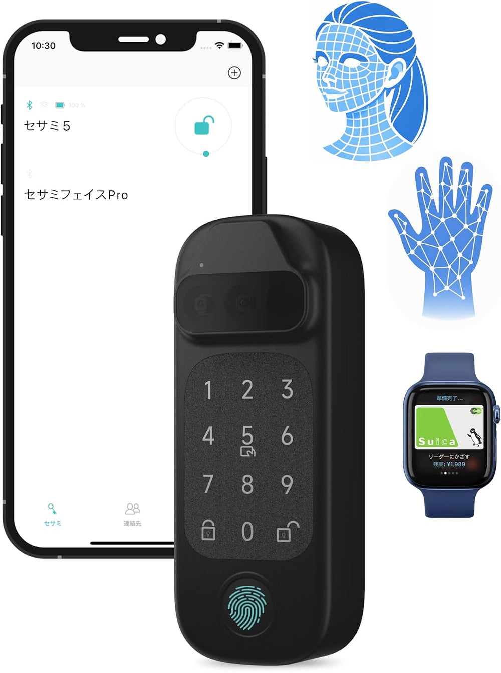 Sesame Face Pro, Smart Lock, SmartLock, Biometric Face & Palm Recognition...