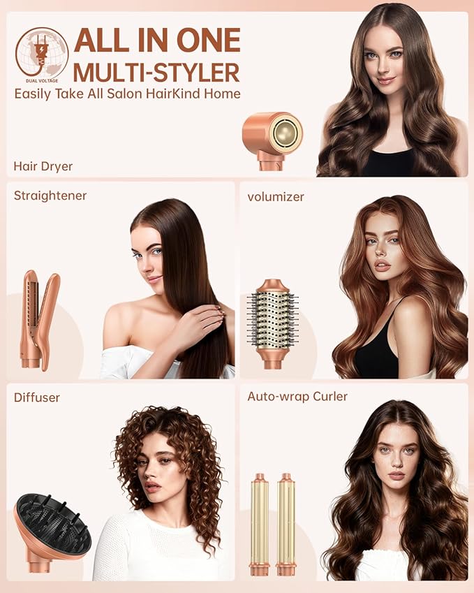 webeauty 6 in 1 Hot Air Styler, High-Speed Negative Ionic Hair Dryer