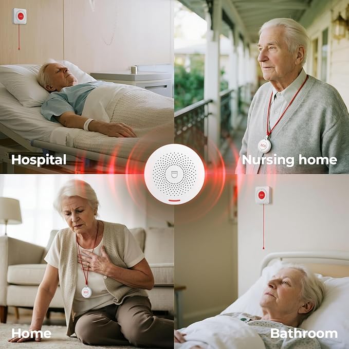 Hapippofa Caregiver Pager Elderly Alert Call Button Life Alert Systems