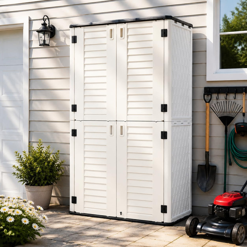 ADDOK 66 Cu.Ft Outdoor Storage Shed,Resin Storage Cabinet with Floor