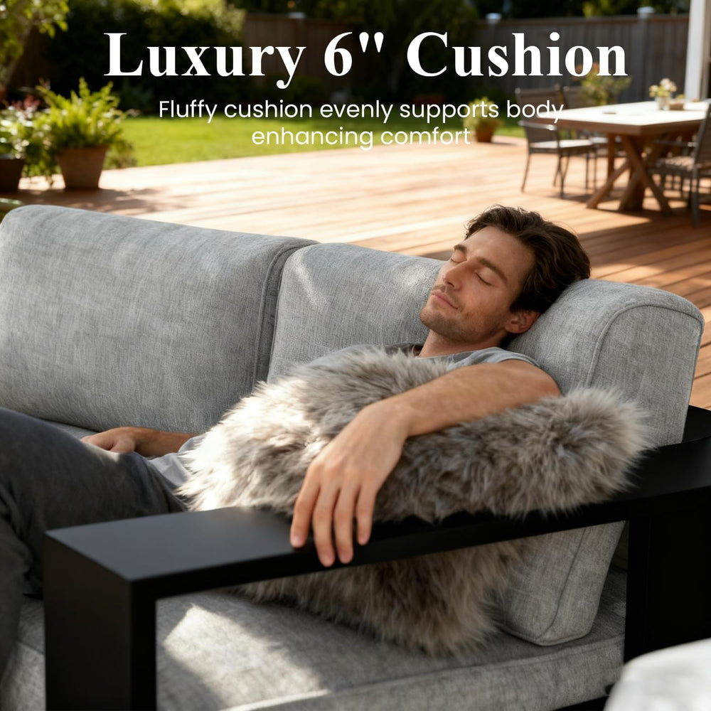 4 Piece Oversized Aluminum Outdoor Furniture Set with Fire Pit