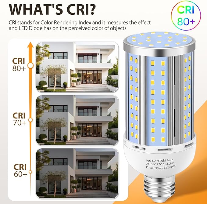 6 Pack 36W Corn LED Light Bulb, Fanless E26/E39 Medium/Large Mogul Base LED Cob