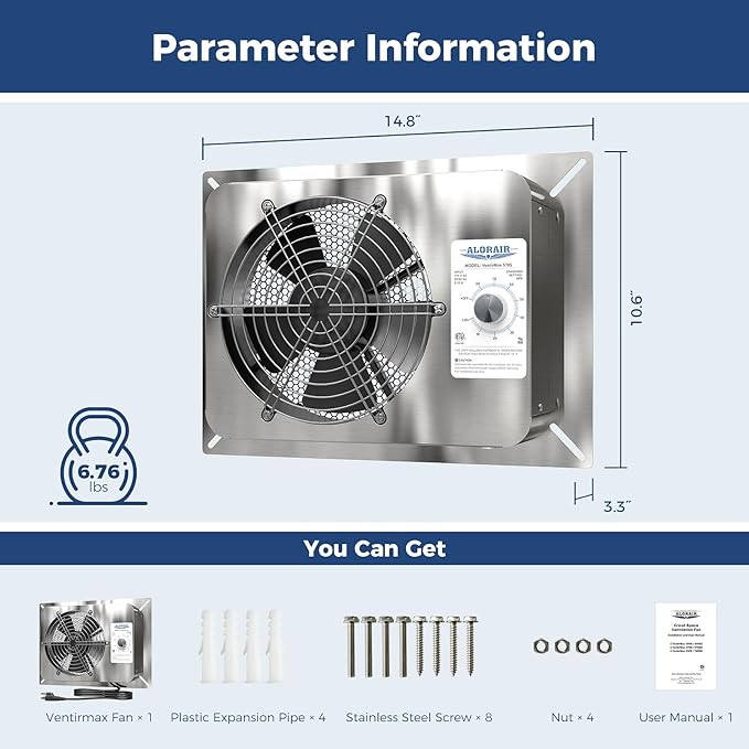 ALORAIR 570CFM Crawlspace Ventilation Fan