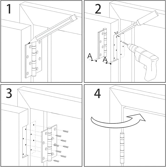 TDCHINGES 30 Pack Rounded Matte Black Door Hinges 3.5 Inch 5/8" Radius I...