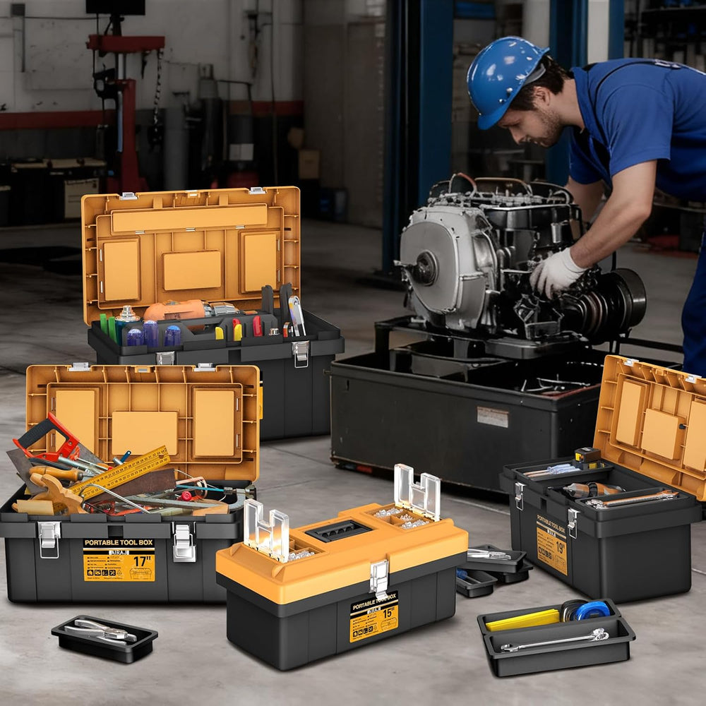 AIRAJ 4-In-1 Tool Box Set, Portable Tool Box Organizer, 15+17+19+21 IN