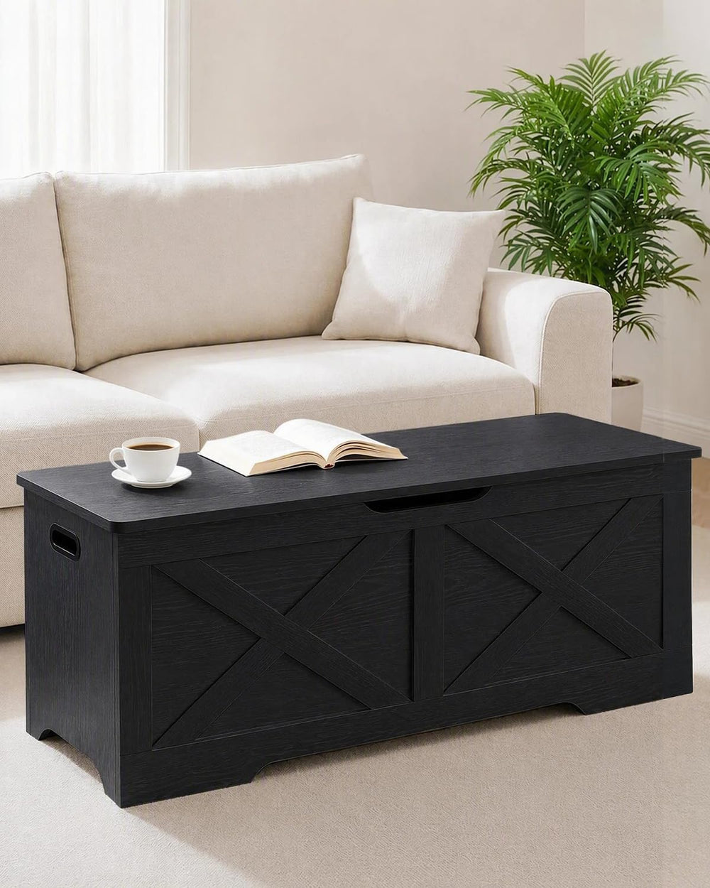 Timberer 47.2" Storage Chest, Wooden Storage Bench, Entryway Shoes Bench