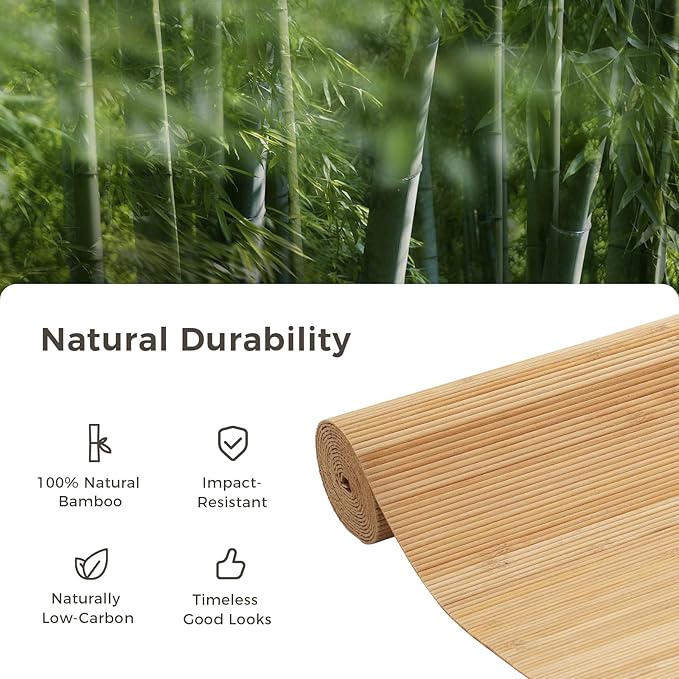 OUZUGIE 1 Pack 96x24 Inch Natural Bamboo Wall Panel – Twinned Carbides Pole