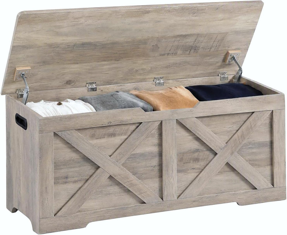 Timberer 47.2" Storage Chest, Wooden Storage Bench, Entryway Shoes Bench