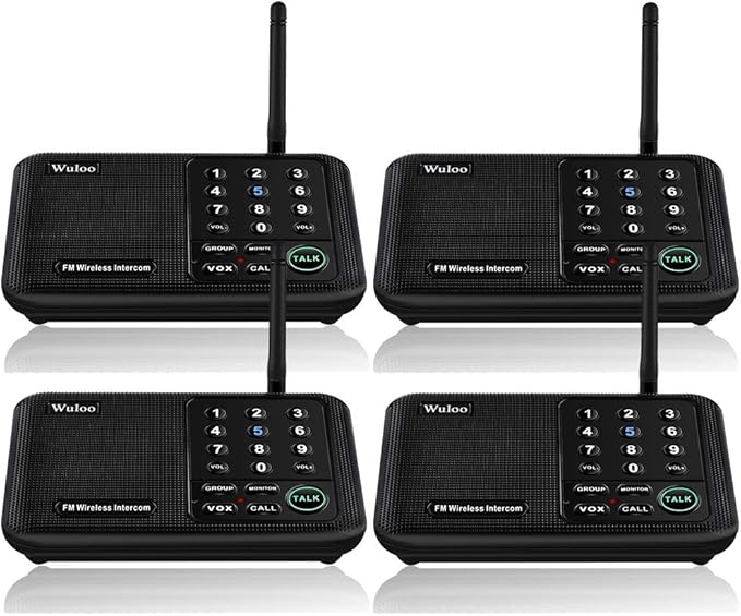 Wuloo Intercoms Wireless for Home 5280 Feet Range 10 Channel 3 Code, Wireless
