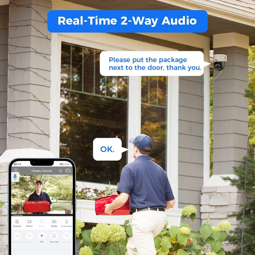 Hiseeu 5MP PoE PTZ Security Camera Outdoor with Auto-Tracking