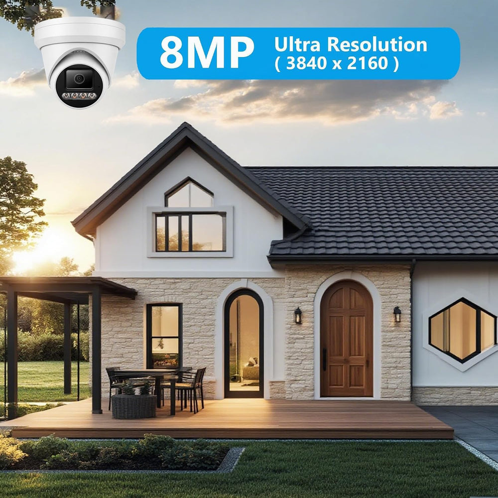 Real HD 8MP 4K PoE IP Full Color Night Vision Security Camera Outdoor, 2.8mm ...