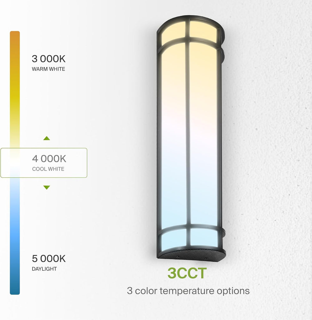 ASD 24" LED Outdoor Wall Light 4 Pack | Half Cylinder 3CCT, Porch | Black