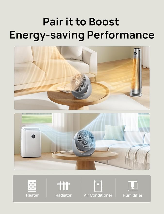 Dreo Fan for Bedroom, Table Air Circulator for Whole Room, 11 Inch, 40ft Strong