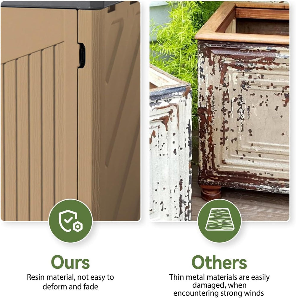 Aoxun Outdoor Storage Cabinet 35 Cu.Ft 2 Shelves, Brown