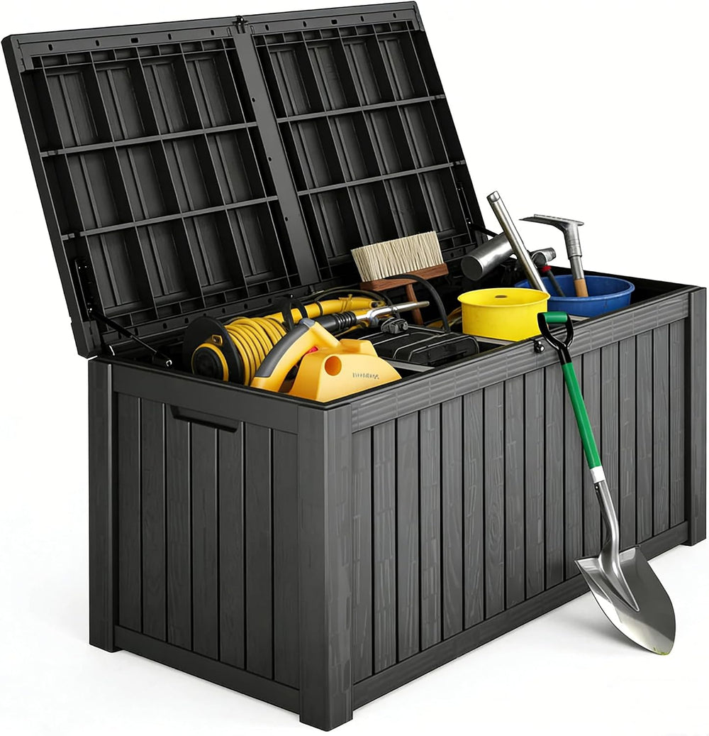 Outdoor Storage Box 185GAL Waterproof Resin Deck Box,Pool Accessories Supplie...