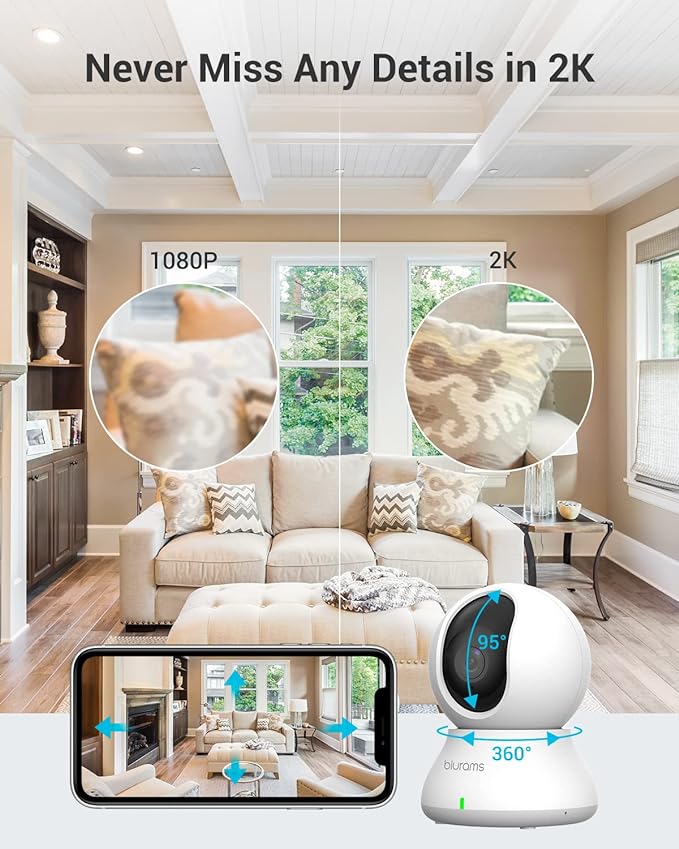 blurams Security Camera 2K, Baby Monitor Dog Camera 360-degree (2Pack)