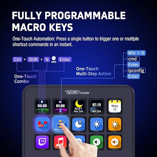 VSDINSIDE Macro Keypad, Stream Controller Deck Gaming Streaming Shortcut