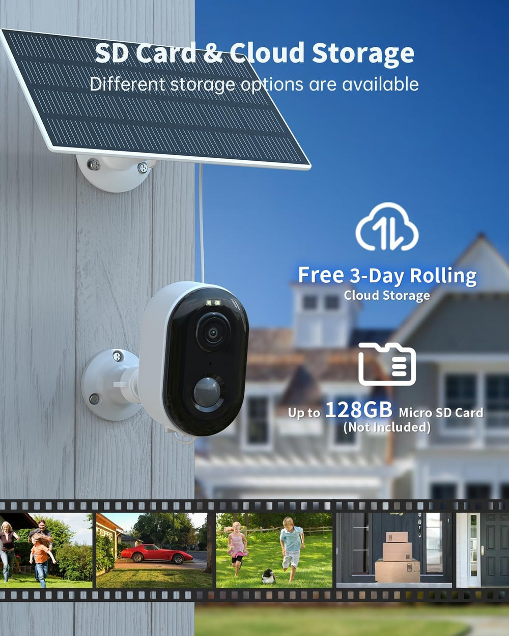Security Cameras Wireless Outdoor, Solar Battery Powered 2k Color Night Visio...