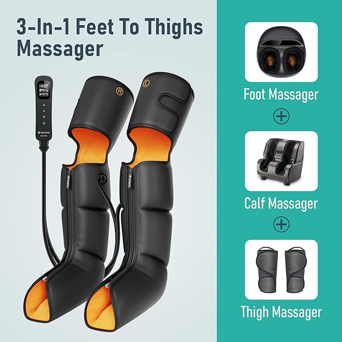 QUINEAR Leg Massager, 3-in-1 Heat and Compression Therapy, Air Compression Leg