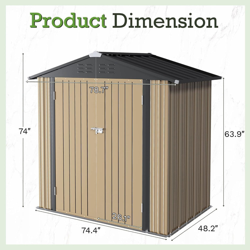 Furniwell 6x4 FT Outdoor Storage Shed, Metal Garden Sheds Outdoor Storage Hou...