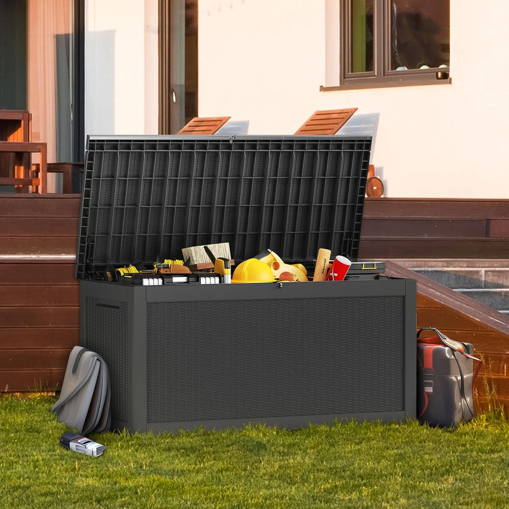 ROJIK Outdoor Storage Housing Deck Box - Waterproof Patio Furniture, Garden T...