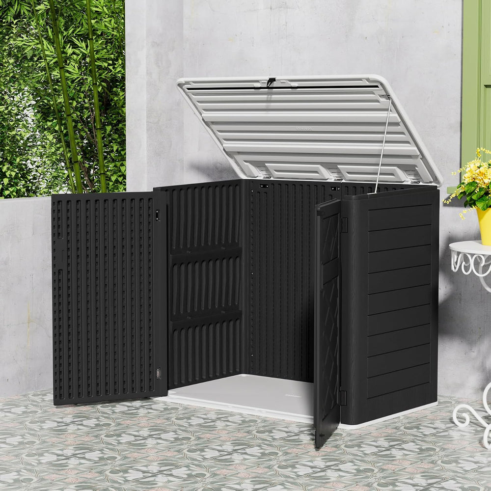Mrosaa Resin Outdoor Storage Shed, 38 cu.ft Outdoor Storage Box Waterproof fo...