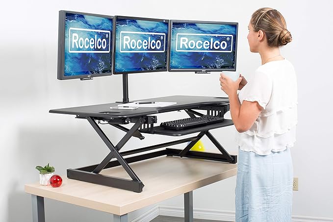 Rocelco 46" Large Height Adjustable Standing Desk Converter