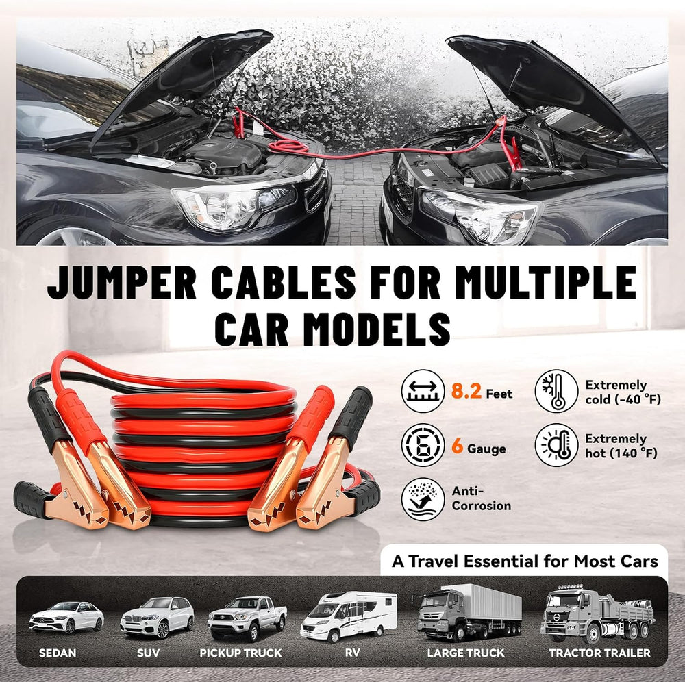 COOGEO Roadside Emergency Car Kit with Jumper Cables, Car Accessories for Men...