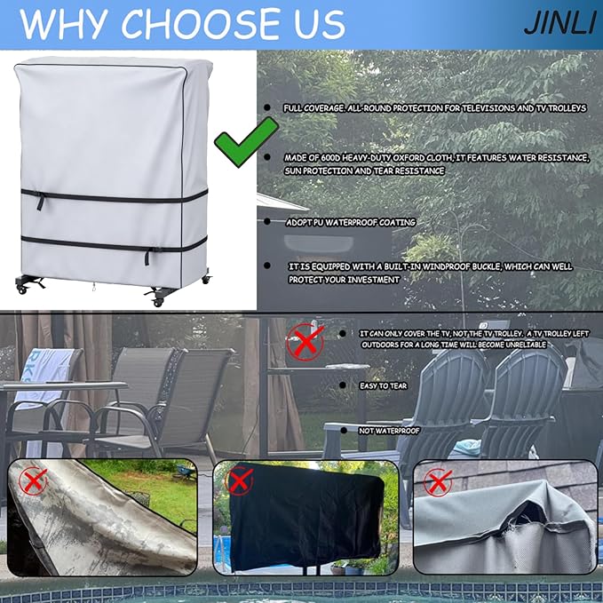 JINLI 45-50 inch outdoor TV trolley cover, courtyard TV cover, Oxford fabric