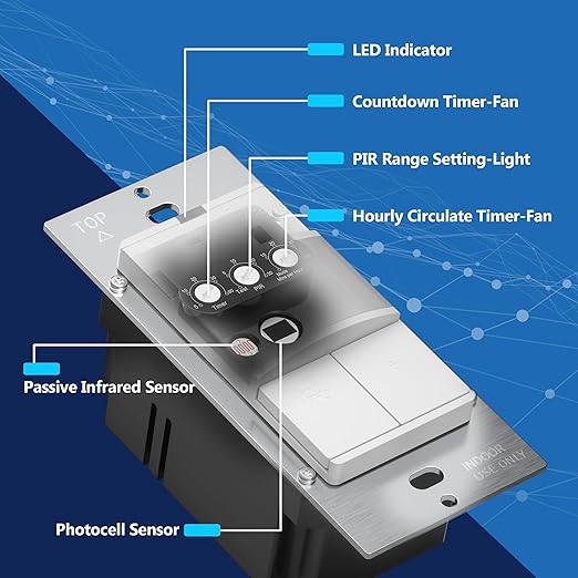 LIDER Humidity Sensor Switch and Motion Sensor Light Switch, PIR Sensor