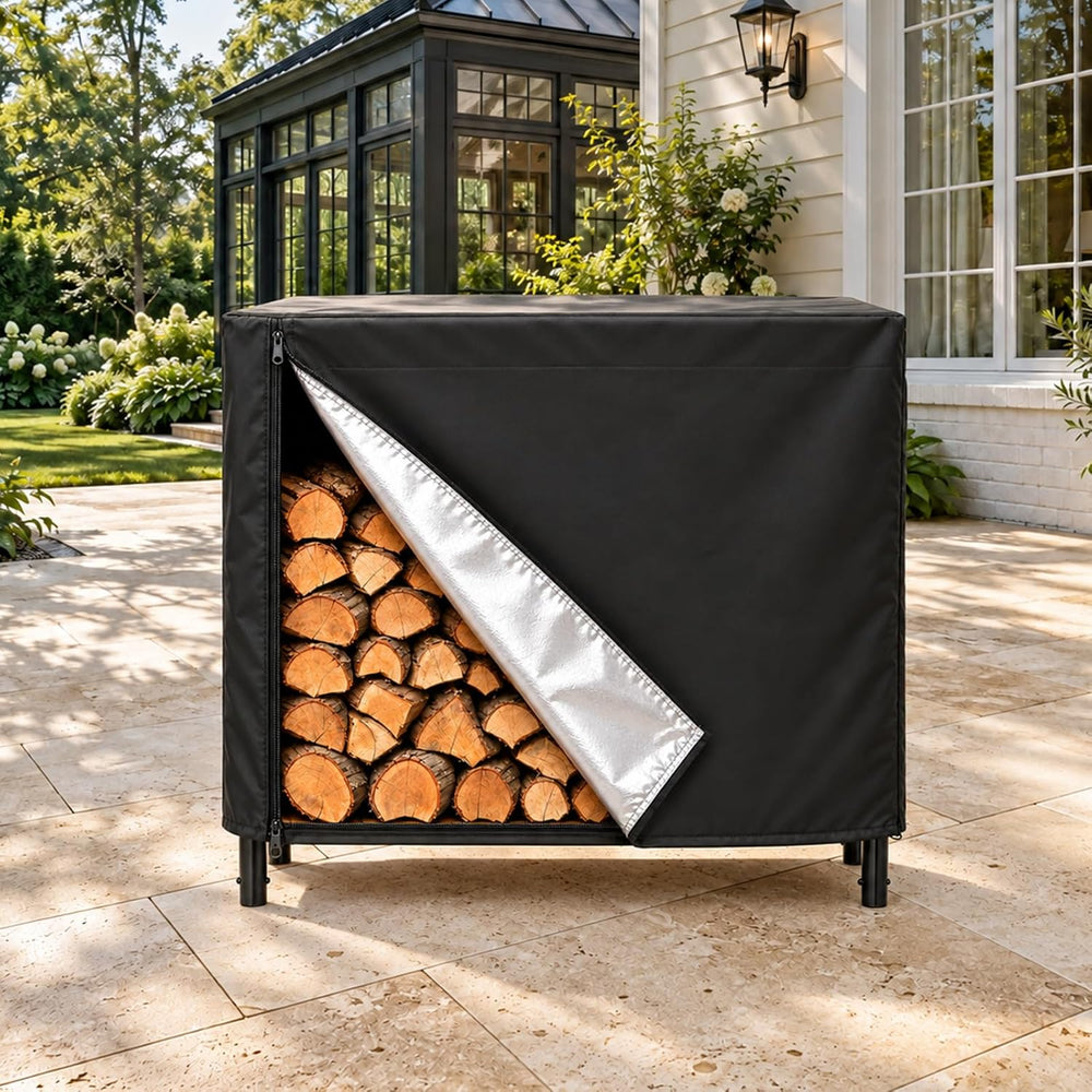 Heavy Duty 600D Waterproof Firewood Rack Cover Outdoor, 4ft
