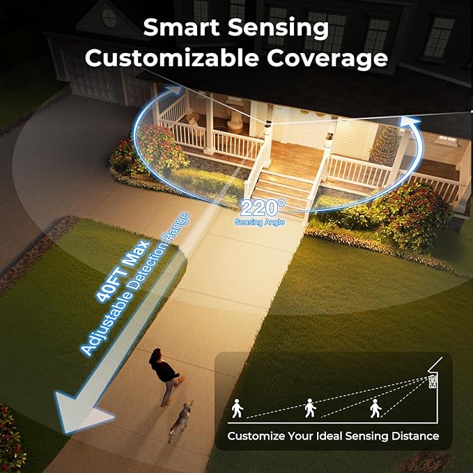 VIANIS Advanced Motion Sensor Light Outdoor, Large Bronze Exterior Lighting