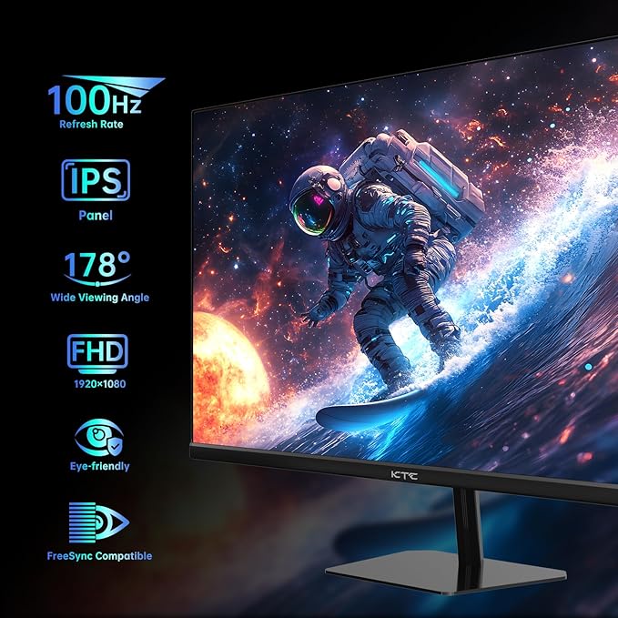 KTC 24.5 Inch FHD 100Hz IPS Computer Monitor, 1080P Eye Care PC Gaming Monitor