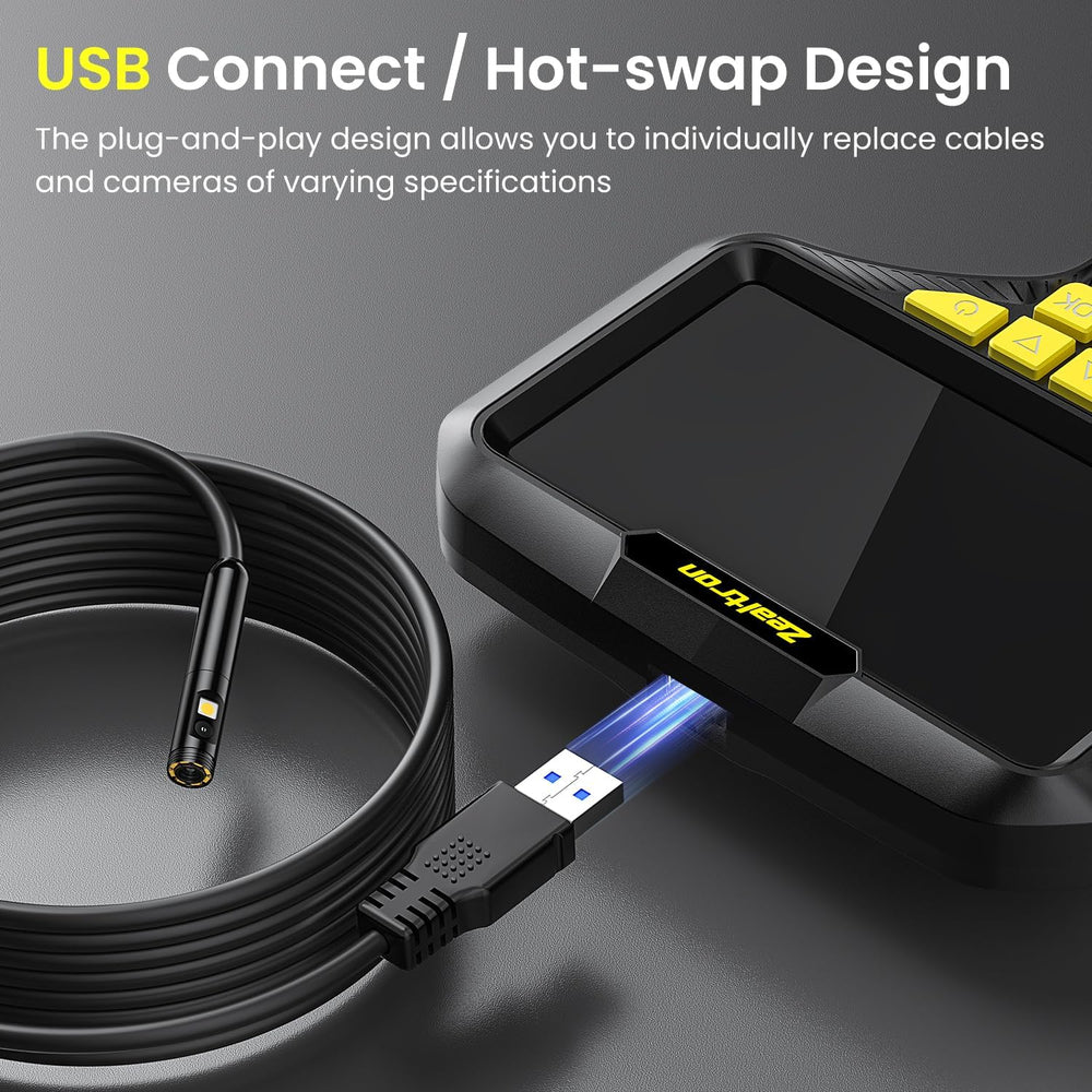 Two-Way Articulating Borescope with Light, 3.9mm Articulating Probe Industria...