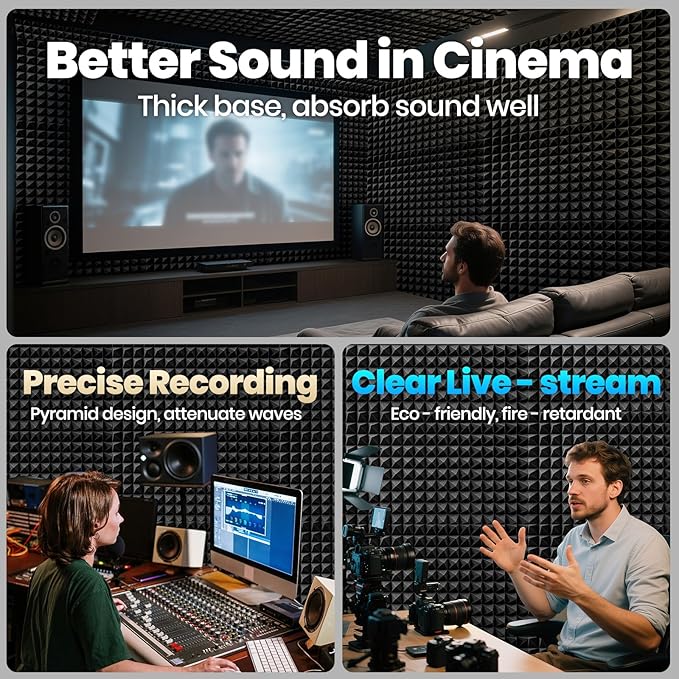 Focusound White Acoustic Panels 24 Pack 2"x12"x12"