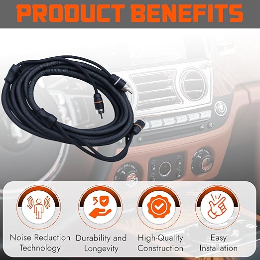 Elite Audio Premium Series 12ft. 2-Channel Car Audio RCA Cable – Double Shielded
