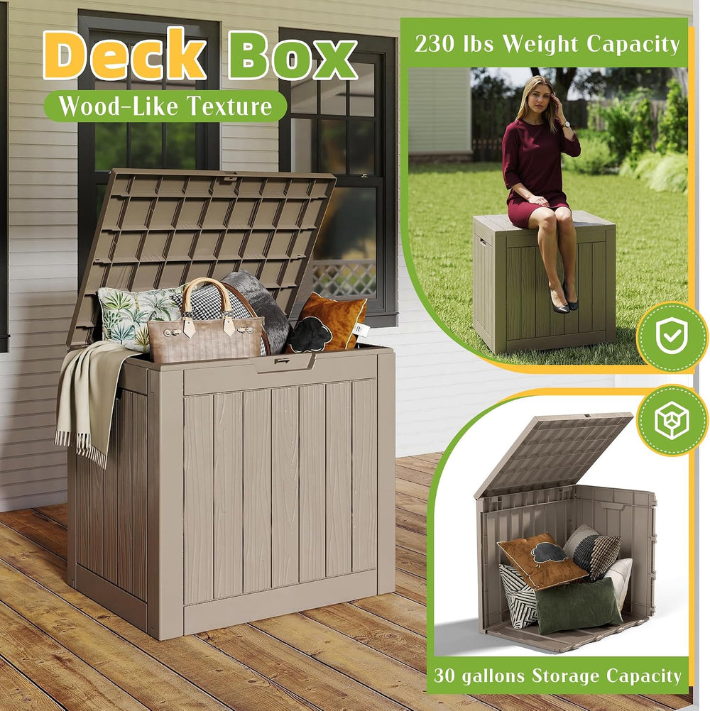 EasyUp 30 Gal Outdoor Storage Box Waterproof UV Resistant Deck Box
